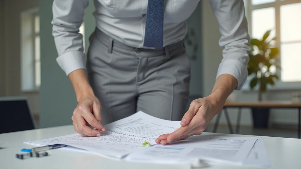 Profissional em ambiente moderno de trabalho analisando dados financeiros com dedicação